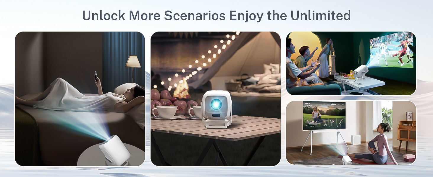 Smart Projector 4K Support Portable Auto Focus Apps Small Mini Projector with WiFi and Bluetooth