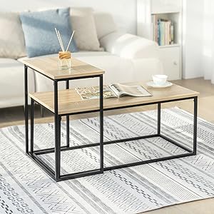 SoBuy Set Of 2 Industrial Style Side Tables End Tables Nesting Tables Coffee Table, FBT108-N 13 FBT108-N