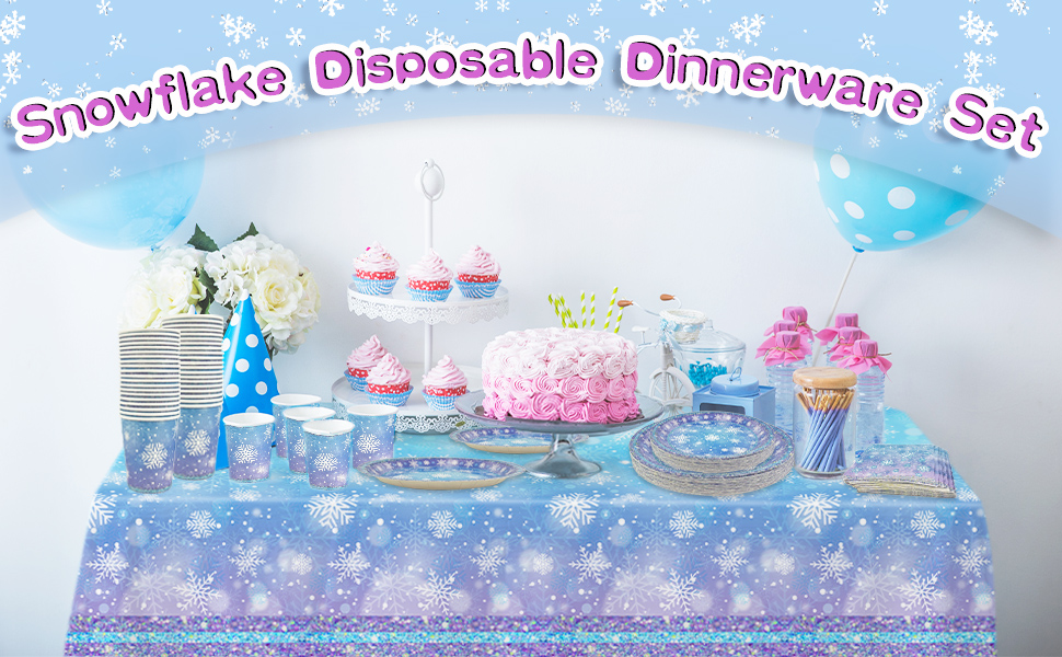 Frozen Birthday Party Supplies, 121 PCS Christmas Snowflake