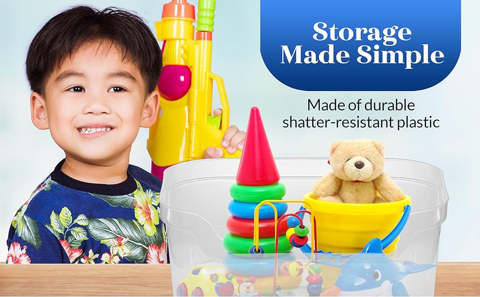 5 Pack Sterilite Plastic Storage Bins with Handle, Multi