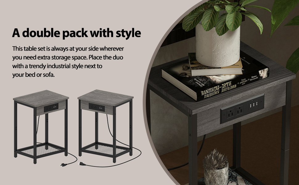 End Table with Charging Station 