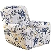 NILUOH Stretch Recliner Cover 4 Pieces Printed Lazy Boy Chair Covers Floral Patterned Recliner So...