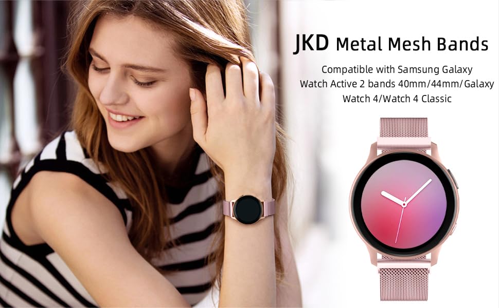 JKD Metal Bands for Samsung Galaxy Watch 4 Band/Samsung Active 2 Watch Bands 40mm 44mm