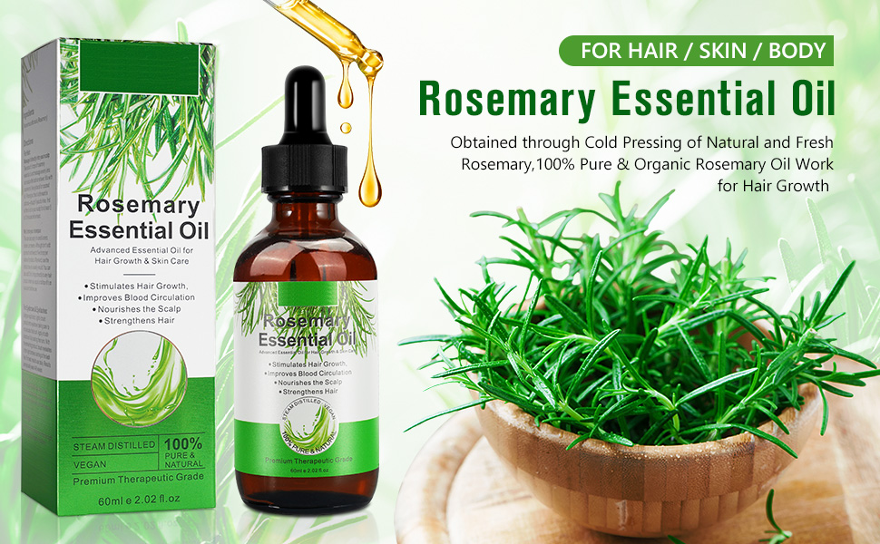 ALIVER Rosemary Essential Oil for Hair Growth, Enhanced Shine, 100 Pure Natural, Nourishment