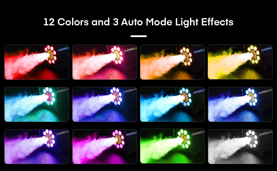 Fog Machine,Smoke Machine with 9 LED,500W,Light 12 Color