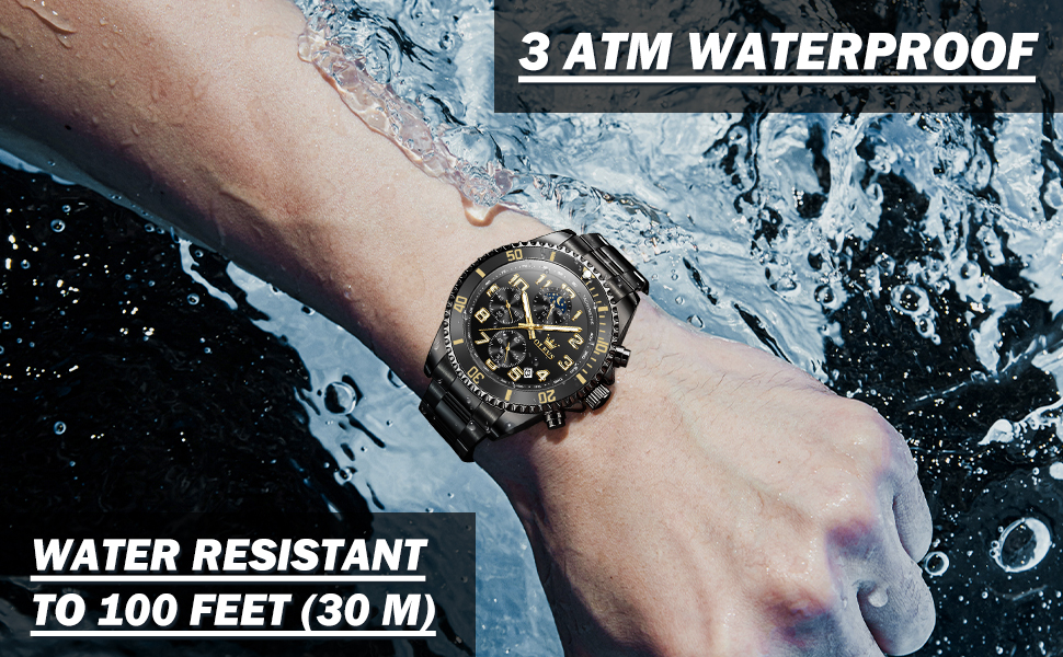 black stainless steel watch,stainless steel chronograph watch,mens luxury watches,all black watch