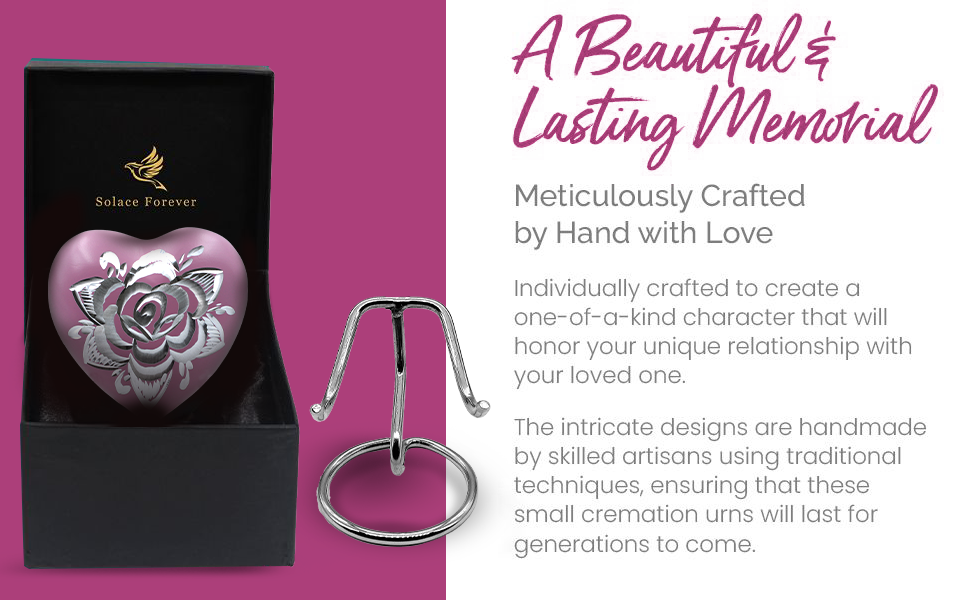 Pink Heart Urn Keepsake Mini Rose Urn for Human Ashes
