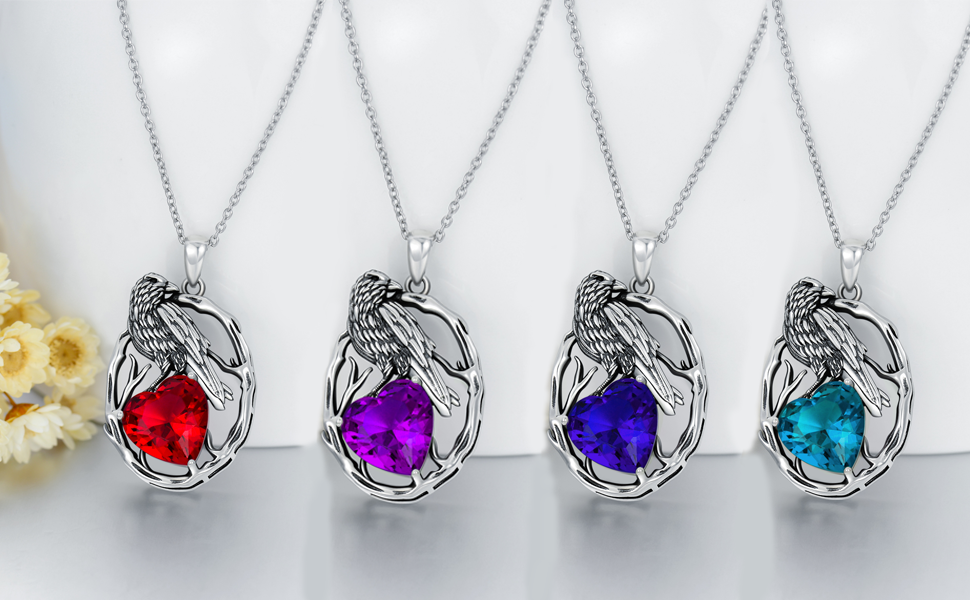 Amazon.com: LONAGO Raven Necklace 925 Sterling Silver Crow