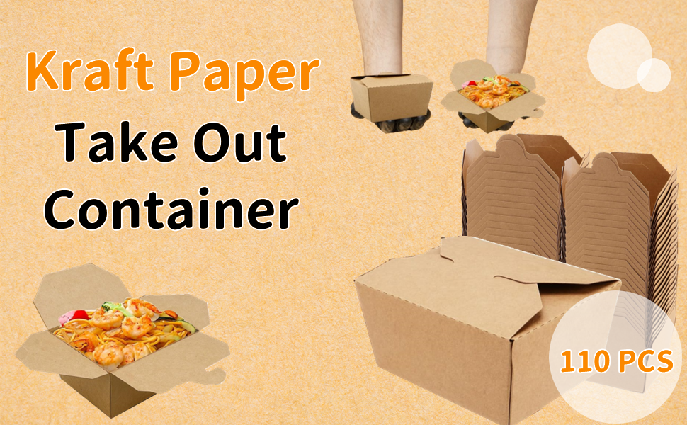 110 Peices Kraft Paper Take Out Container