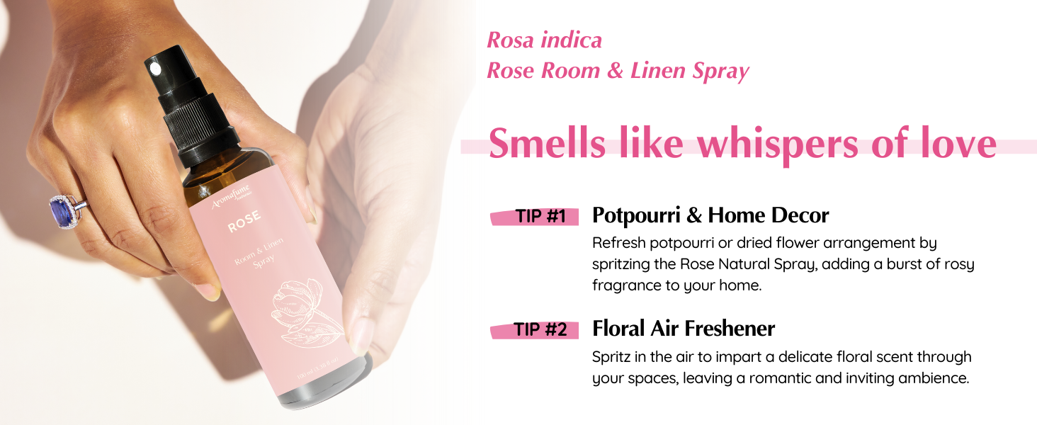 Rose - Room, Linen & Pillow Spray | Made with Pure Essential Oil | Aromatherapy Spray