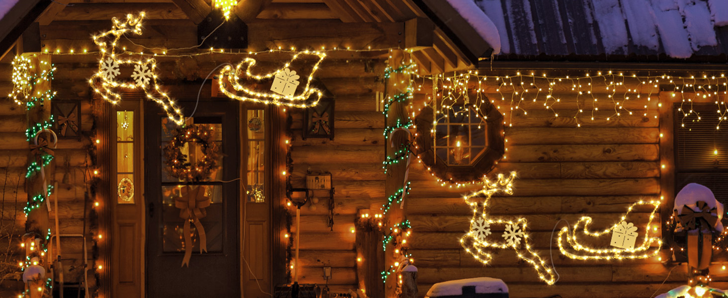 Quntis Christmas Window Lights, Reindeer Sleigh Christmas
