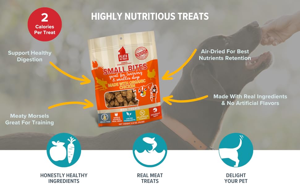 Plato Pet Treats Small Bites meaty morsels treats that support healthy digestion