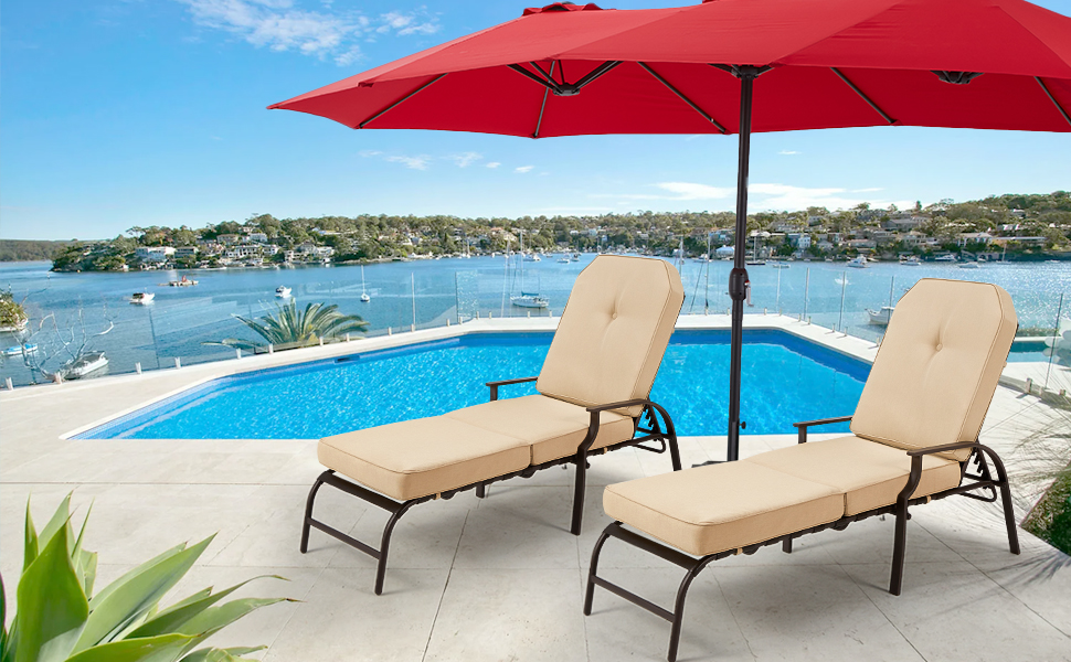 AECOJOY Chaise Lounge Chair for Outside, Adjustable with 5