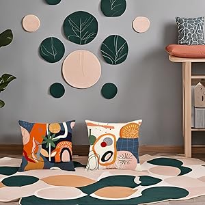 Modern Abstract Pillow Covers Leaf Mid Century Outdoor Pillow Covers 18x18