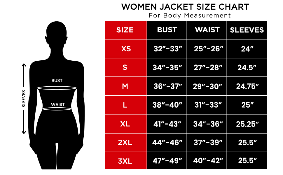 Decrum Jacket Size Chart