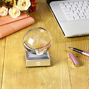 クリスタル ボール 水晶玉 イルカ ランプ インテリア ロマンチック 海豚 動物 置物 海好き