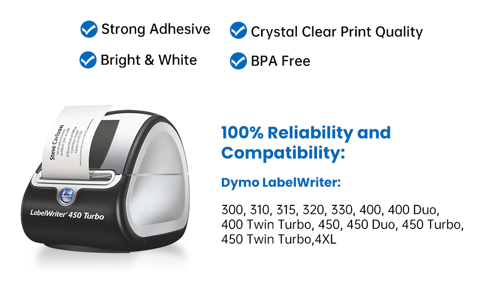 (16 Rolls/8000 Labels) Compatible DYMO 30336 (1" x 21/8") Rerurn Address Labels