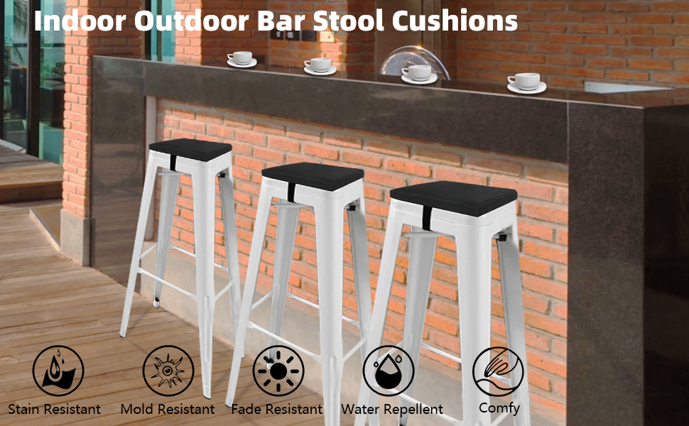 GUEGLSA Outdoor Bar Stool Cushions Square 14 Inch,Non Slip