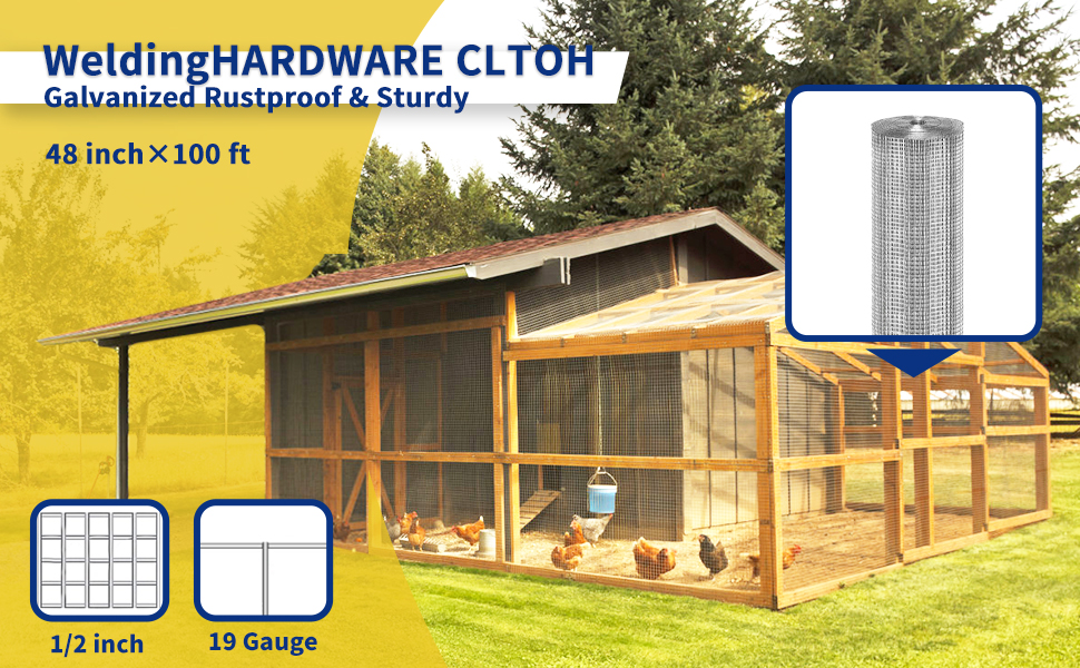 Hardware Cloth 1/2 inch 48 x 100 Ft Mesh 19 Gauge Square Galvanized