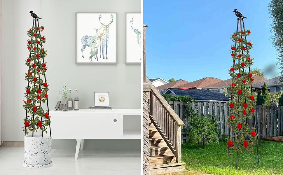 TCBWFY Obelisk Trellis for Climbing Plants,5.3 FT Tall Metal Garden