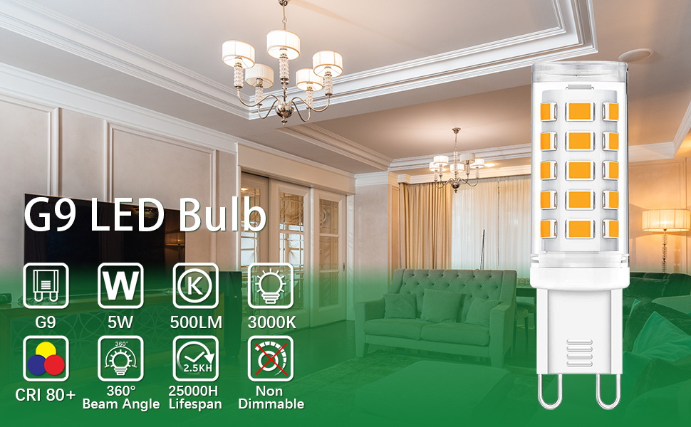 Elekin Ampoule G9 LED 5W, 500LM, equivalent 50W halogène, Blanc Chaud