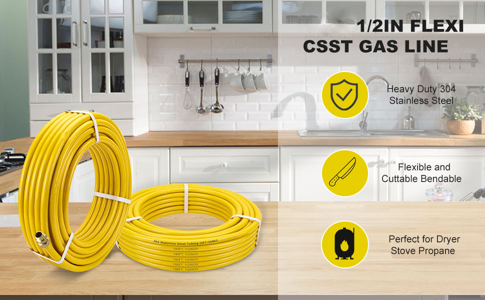 70 FT CSST Gas Line 1/2'' Flexible Gas Line, CSST
