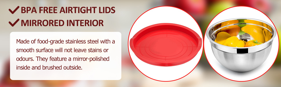 mixing salad bowl with lid stainless steel Nesting set for baking and servers large metal 