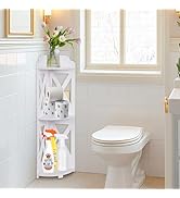 ShellKingdom Toilet Paper Stand, Corner Shelf Stand, Small Bathroom Storage Cabinet for Bathroom,...
