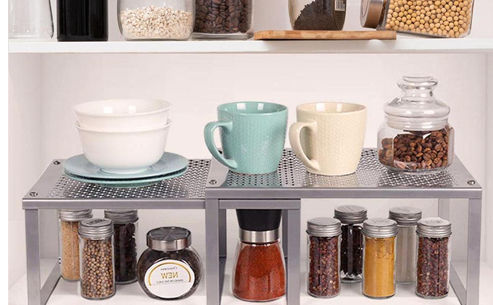 HAITRAL Regaleinsatz im Küchenschrank Erweiterbarer stapelbarer