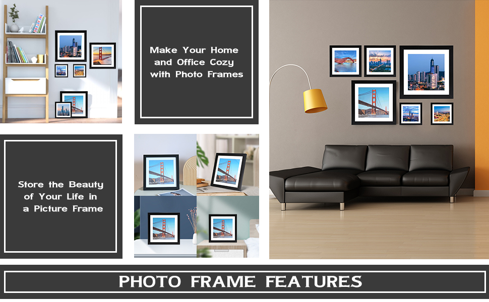 OMISHE 9x9 inch Picture Frame Black for Wall Hanging or
