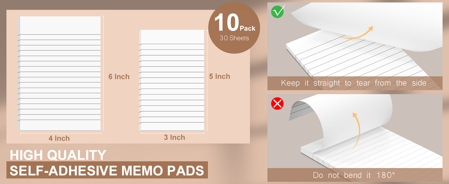 Lined Sticky Notes 3x5 Sticky Note Pads Bulk for Office 10