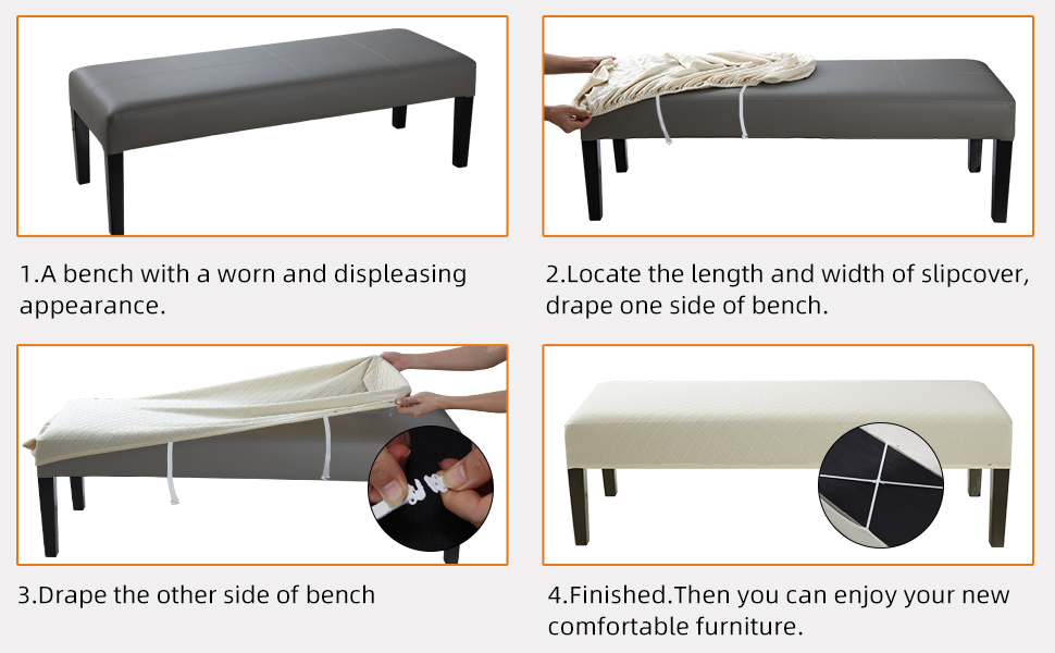 YISUN Waterproof Bench Covers for Dining Room, Stretch Jacquard Bench Slipcover Anti