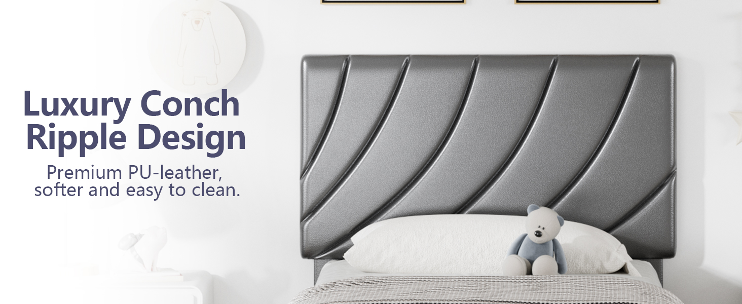 HOMBCK Twin Size Bed Frames with Headboard, Upholstered