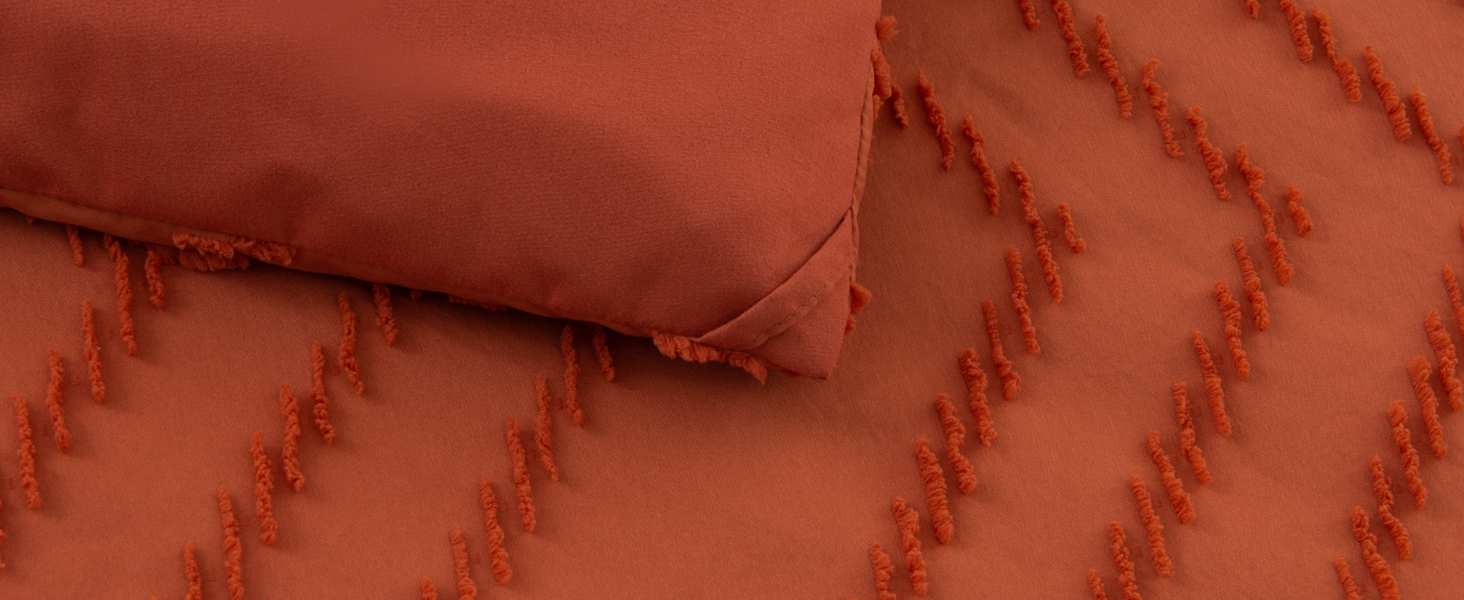 Litanika Burnt Orange Oversized King Bed in a Bag Set - 7 Pieces Boho Tufted Comforter, Sheets, Pillowcases & Shams F584f810 C605 4b28 89f7 Ee9faea8329e. CR0,0,1464,600 PT0 SX1464 V1