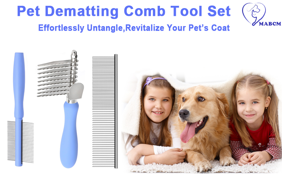 Dematting Comb for Dogs & Cats,Dematting Rake & Detangling