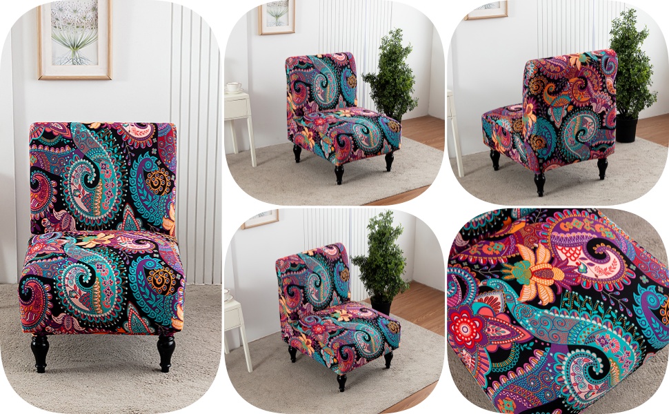 BSYMDH Armless Accent Chair Covers Printed Soft Armless