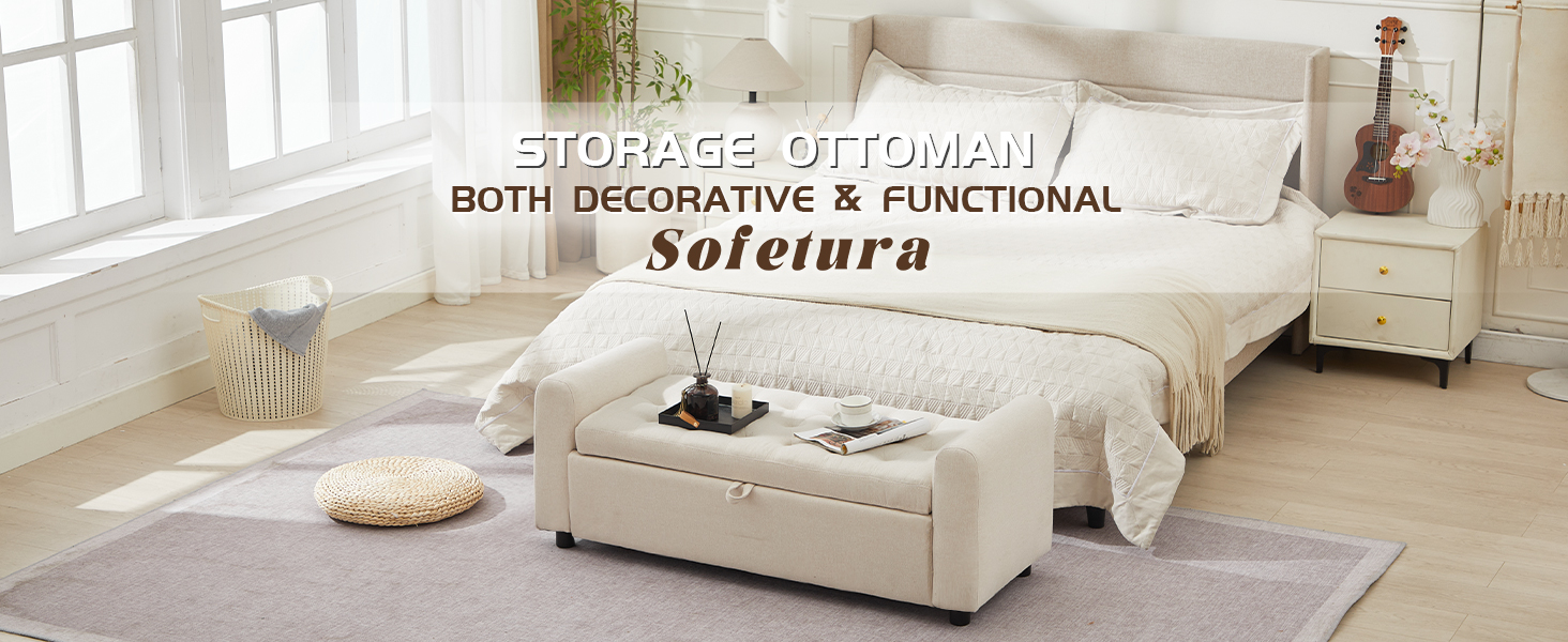 Ottoman with Storage, Tufted Storage Bench for Bedroom