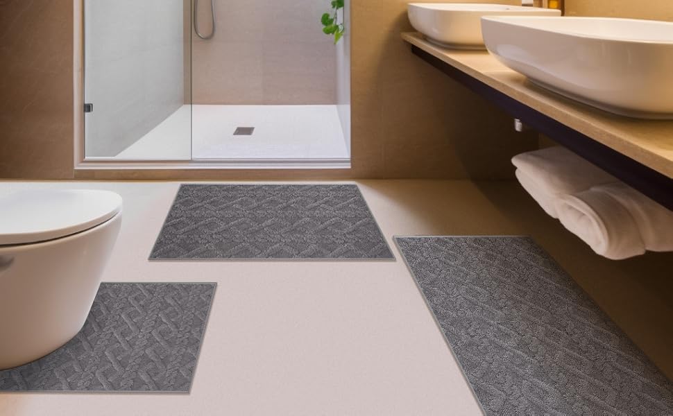 Matace Bathroom Rugs Bath Rug Set 3 Pieces Ultra Soft