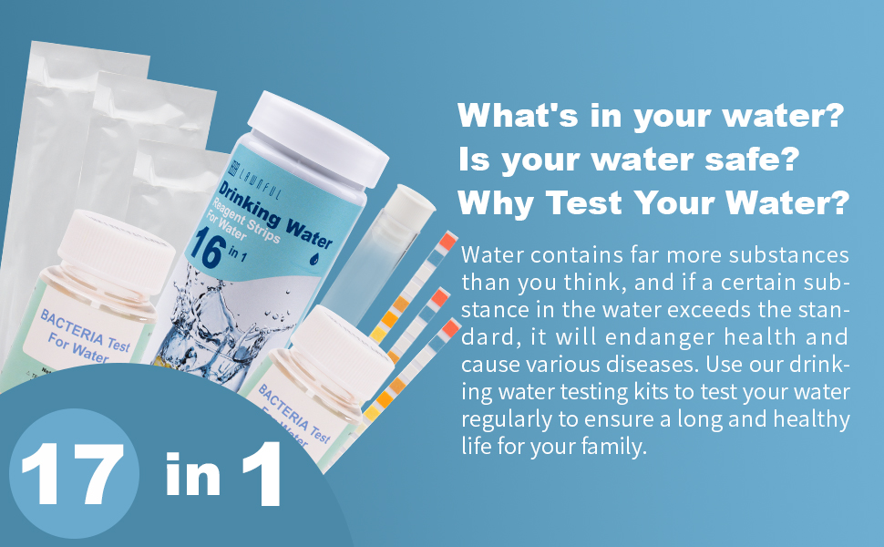 Drinking Water Test Kit, LAWNFUL 17 in 1 Tap & Well Water Test Kit,100