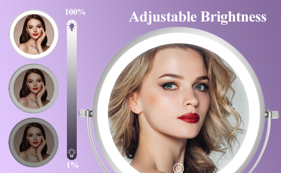 FFowcye 8" Lighted Makeup Mirror with Magnification, 1X/10X Make up Mirror with