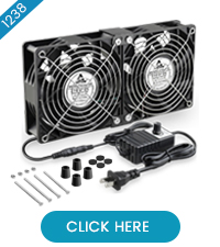 2 x 120mm 240mm Computer Fan with AC Plug Cabinet Fan 110V 240V AC Power Supply, Speed Controller