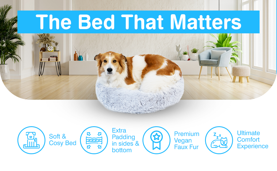 PetSwag Anxiety Calming Pet Bed Beige Anxiety Bed for