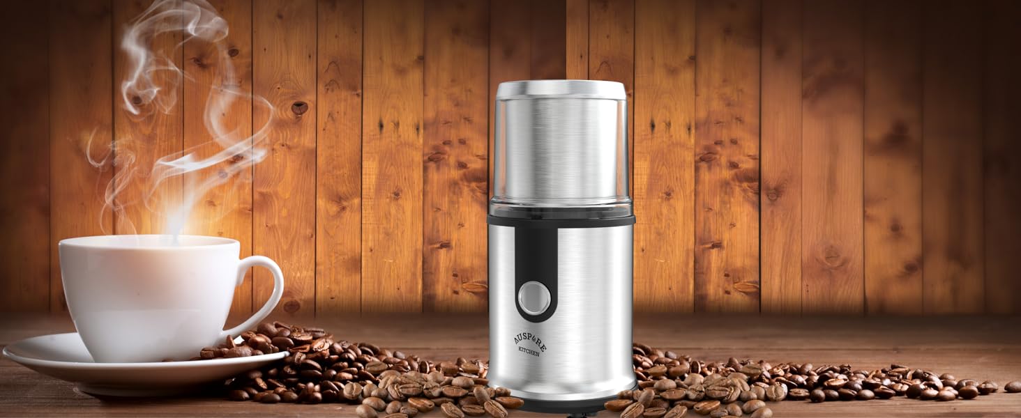 AUSPURE Coffee Grinder, Spice Grinder Large Capacity 90g, Detachable
