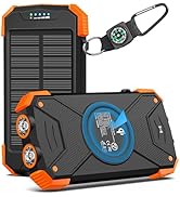 BLAVOR Solar Charger Power Bank 10,000mAh, Portable Wireless Charger, 20W Fast Charging External ...