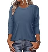 KISSMODA Women Long Sleeve Tops Dressy Casual Crew Neck Tshirts Basics Tee Work Blouses Fall Fash...