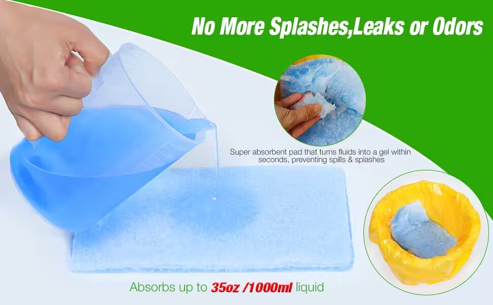 60 Pack Commode Liners with Absorbent Pads LeakProof