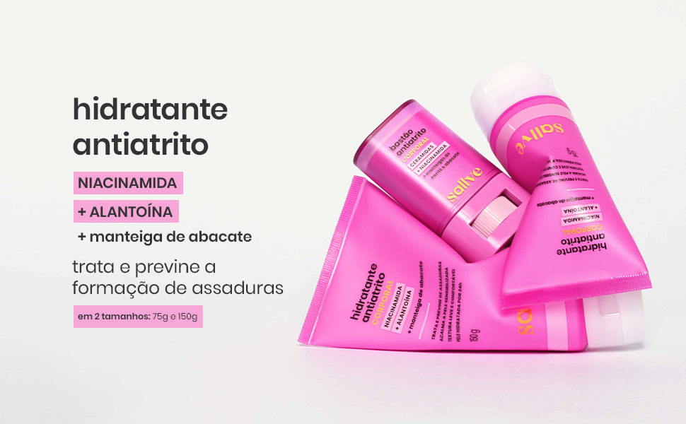 hidratante antiatrito, trata e previne a formação de assaduras