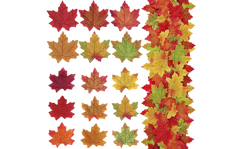 Supla 375 Pcs 2 Sizes 9 Colors Silk Artificial Autumn Maple