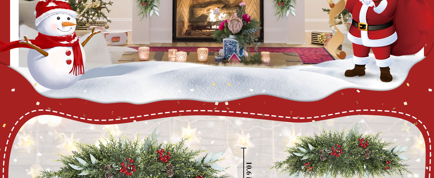 U'Artlines 2PCS Christmas Swag for Front Door, 27.5