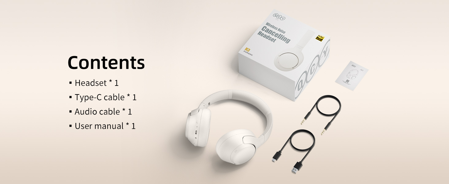QCY H3 ANC Wireless Headphones Active Noise Cancelling, HiRes Audio